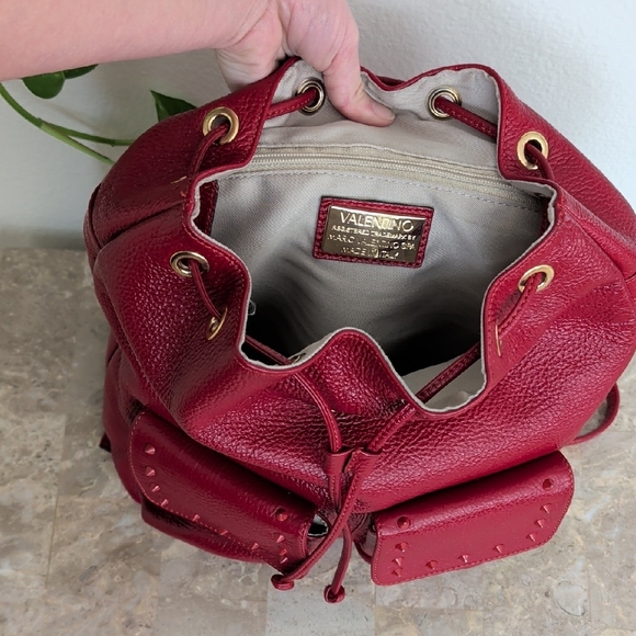 NWT Mario Valentino Red Studded Backpack - Picture 6 of 13